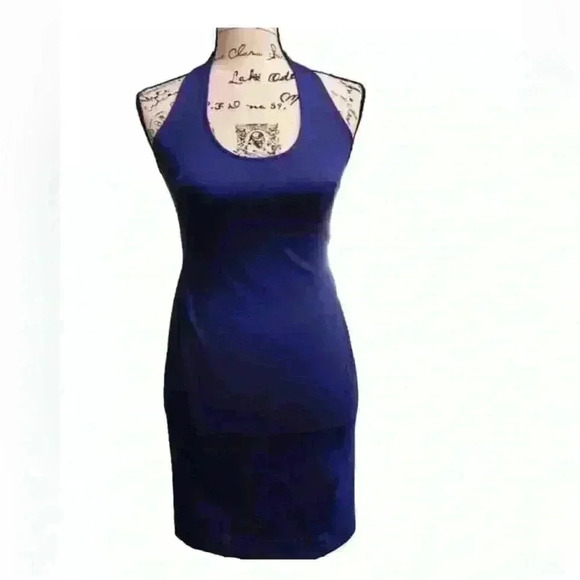 NWOT French Connection RITA Halter Knit Bodycon Cocktail Minidress Size 6 Blue - Picture 5 of 14